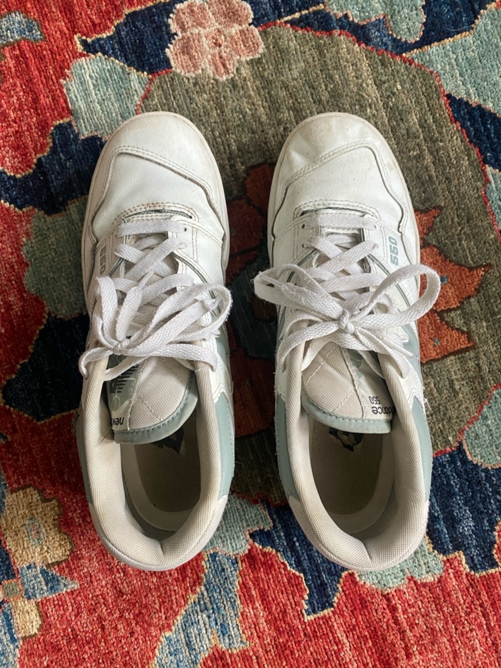 New Balance White Low-Top Sneakers with Light Gray Accents